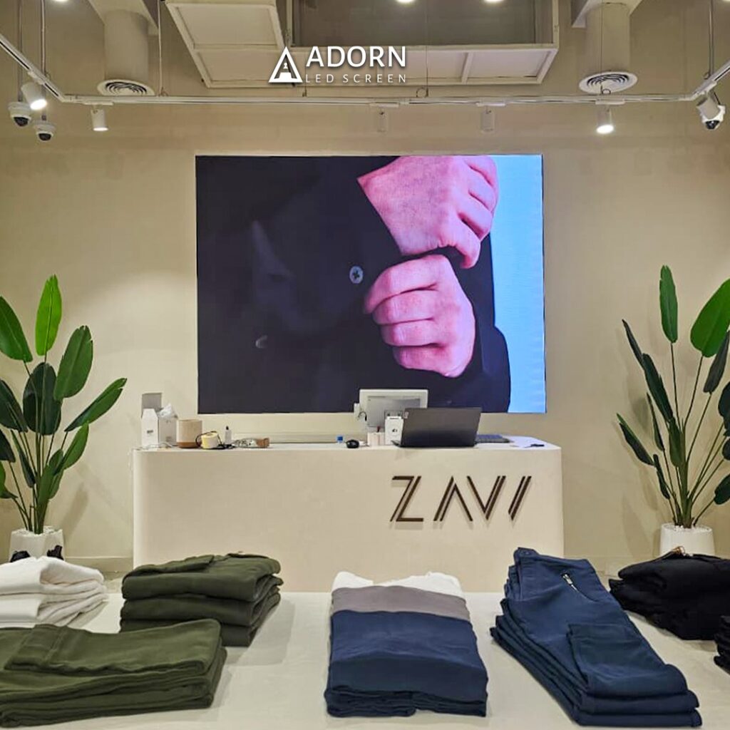LED screen at clothing store